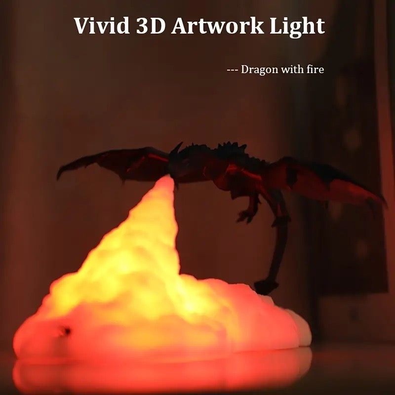 3D Printed LED Dragon USB Rechargeable Lamp Anime Figure Table Night Light Interior for Home Bedroom Holiday Decoration Gifts  with Built-in Lithium Battery Eid Al-Adha Mubarak